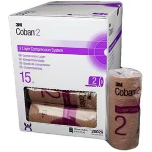 3M Coban 2 Comfort 2-laags compressiezwachtel 15 cm x 4,5 m