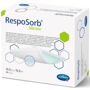 Resposorb Siliconen absorberend verband 12,5 x 12,5 cm 10 stuks