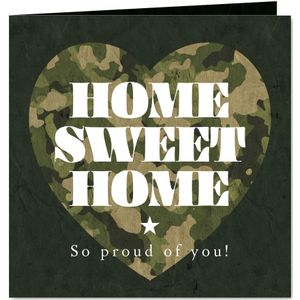 Stoere kaart ‘Home sweet home’ leger welkom thuis camouflage