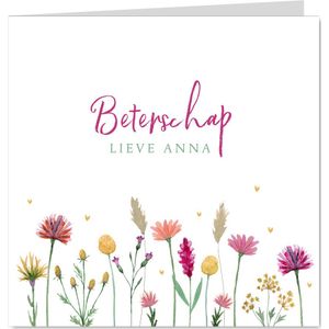 Beterschap kaart met droogbloemen