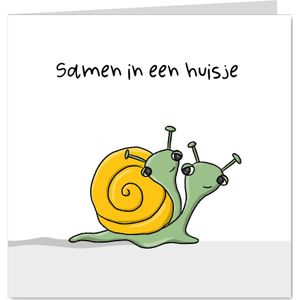Verhuiskaart samenwonen slakken een huisje kaart