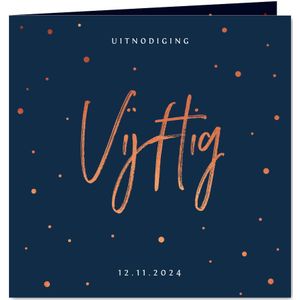 Uitnodiging 50 jaar stijlvol met rosé confetti