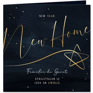 Stijlvolle verhuiskaart New Year New Home met gouden ster
