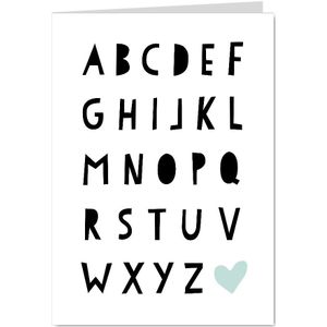 Wenskaart met alfabet letters in een hip fontje