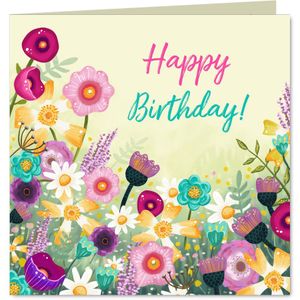 Verjaardagskaart felicitatie bloemen happy birthday