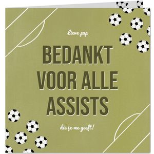 Vaderdagkaart bedankt voor je assists voetbal veld ballen