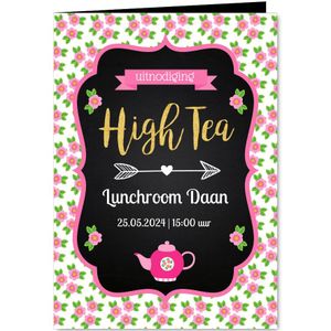Uitnodiging High Tea typografie bloemen