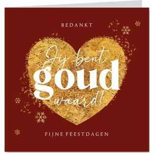 Kerstkaart jij bent goud waard hart rood