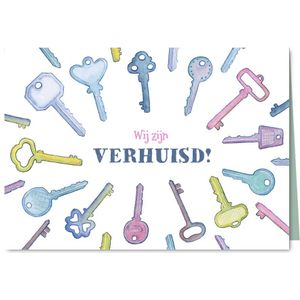 Vrolijk verhuiskaartje met sleutels