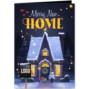Zakelijke kerstkaart makelaar huis kerst illustratie