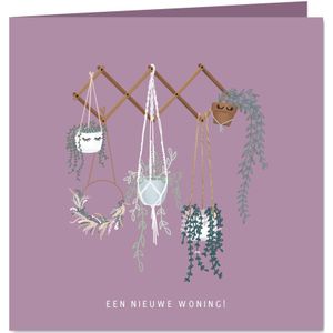 Hippe felicitatiekaart woning hangplanten