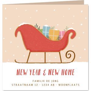 Verhuiskaartje kerst met arrenslee new year new home