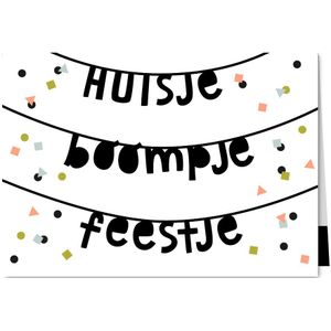 Uitnodiging huisje boompje feestje confetti