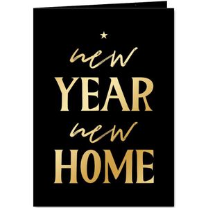 Felicitatie kaart nieuw huis kerst new year new home goud
