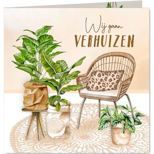 Verhuiskaart rotan stoel met planten