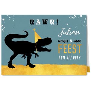 Kinderfeestje stoer met t-rex en hippe goudlook accenten