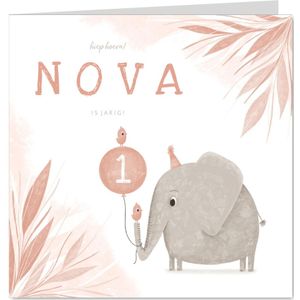 Kinderfeestje jungle olifant met vogeltjes en ballon