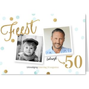 Originele uitnodiging verjaardag 50 jaar confetti