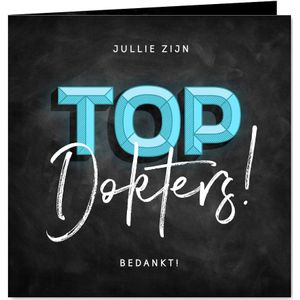 Bedankkaart top dokters krijtbord typo hip blauw