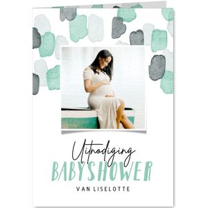 Uitnodiging babyshower foto waterverf algemeen