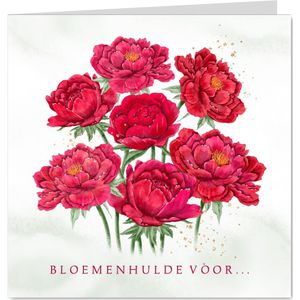 Verjaardagskaart rode pioenrozen