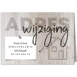 Verhuiskaart huisje adreswijziging hout