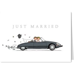 Felicitatiekaart Citroen DS cabrio just married
