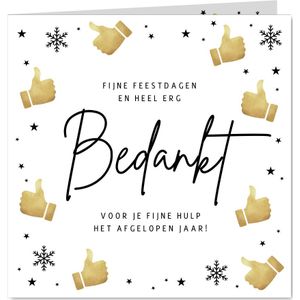 Kerstkaart bedankt sneeuw duimpje omhoog