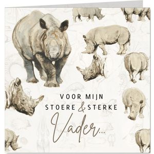 Vaderdagkaart neushoorn voor een stoere en sterke vader