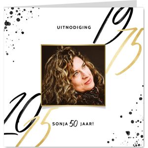 Uitnodiging verjaardag 50 jaar zwarte spetters en jaartallen