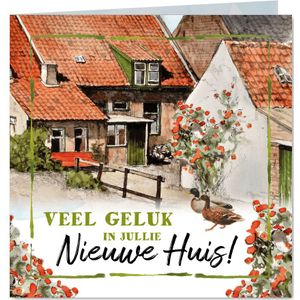 Felicitatiekaart voor nieuwe woning Hollands huisje