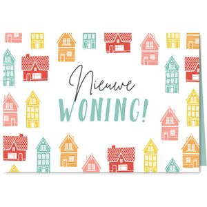 Felicitatiekaart huisjes gefeliciteerd nieuwe woning