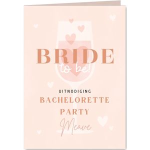 Hippe uitnodiging vrijgezellenfeest roze champagne & hartjes