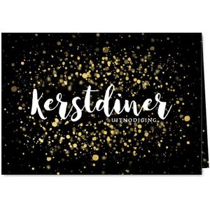 Stijlvolle uitnodiging kerstdiner gouden confetti