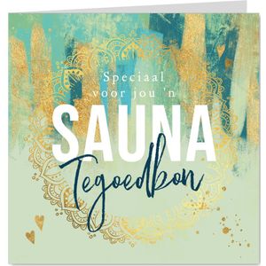 Kleurrijke moederdagkaart tegoedbon dagje sauna oosters goud