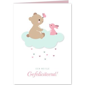 Felicitatie met beer en konijntje