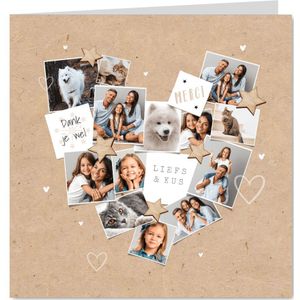 Persoonlijk bedankje met fotocollage in de vorm van hart