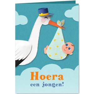 Felicitatiekaartje met ooievaar en baby