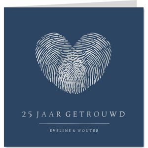 Originele uitnodiging zilveren huwelijk met vingerafdrukken