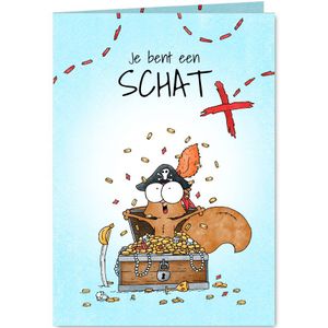 Bedankkaart je bent een schat met een eekhoornpiraat
