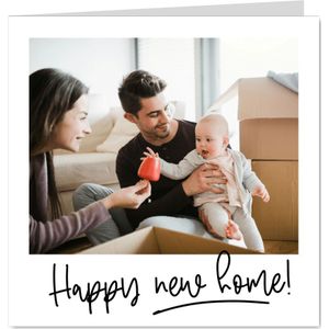 Felicitatiekaartje happy new home foto kader geschreven
