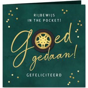 Geslaagd rijbewijs gefeliciteerd autowiel auto in the pocket