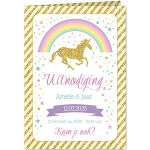 Kinderfeestje gouden eenhoorn met regenboog