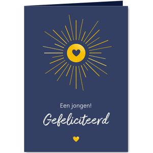 Felicitatie zoon - Zon in goudkleur met hartje