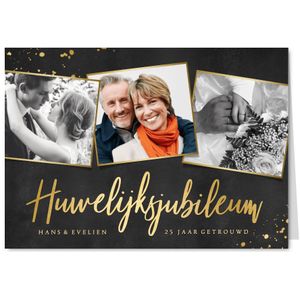 Stijlvolle uitnodiging huwelijksjubileum met 3 foto's