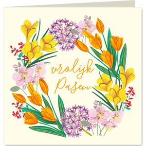 Vrolijk pasen lente bloemen uitnodiging