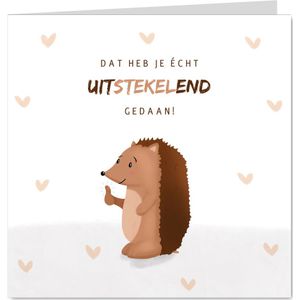 Algemene felicitatiekaart voor geslaagden met egel