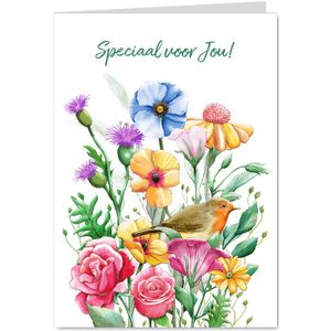 Mooie bloemenkaart om een vriendin te bedanken.