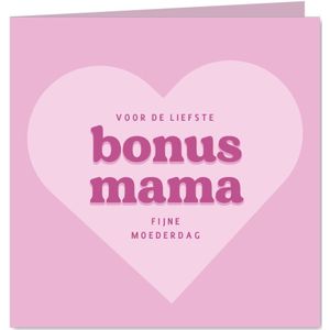 Lieve moederdag kaartje voor bonusmama roze hart
