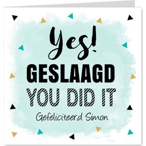 Felicitatiekaart geslaagd waterverf mintgroen